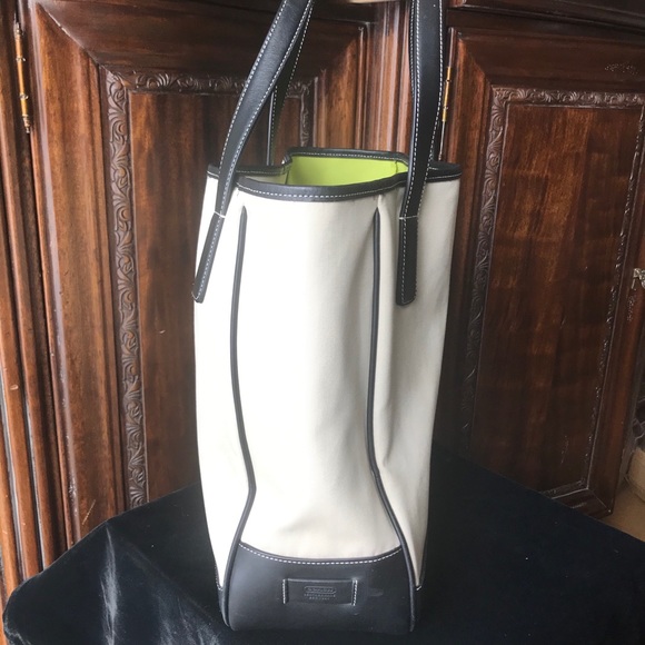 Small Canvas and Leather Coach Tote - Picture 6 of 15